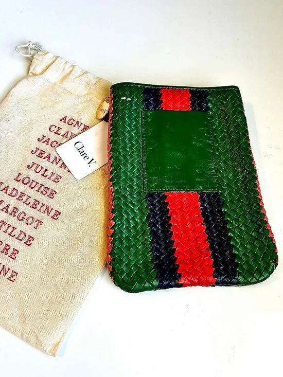 NWT CLARE V. Poche Boho Hand Woven Leather Mini Pouch Bag MSRP $245 - Picture 3 of 11